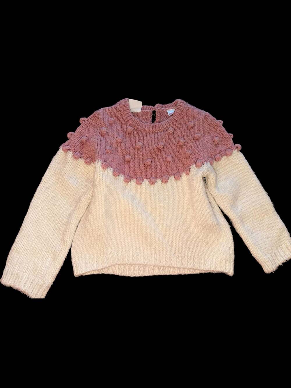 Zara Baby Pom Pom Knit Sweater Pink Cream 2-3 Years